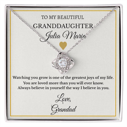 Personalised Love Knot Necklace for Granddaughter – Gift from Grandparents