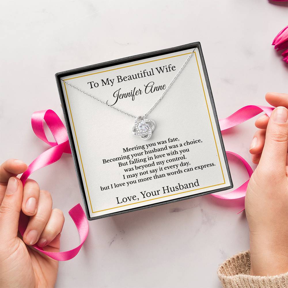 Personalised Love Knot Necklace for Wife – Gift from Husband UK