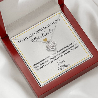 Personalised Love Knot Necklace for Daughter – Gift from Mum UK