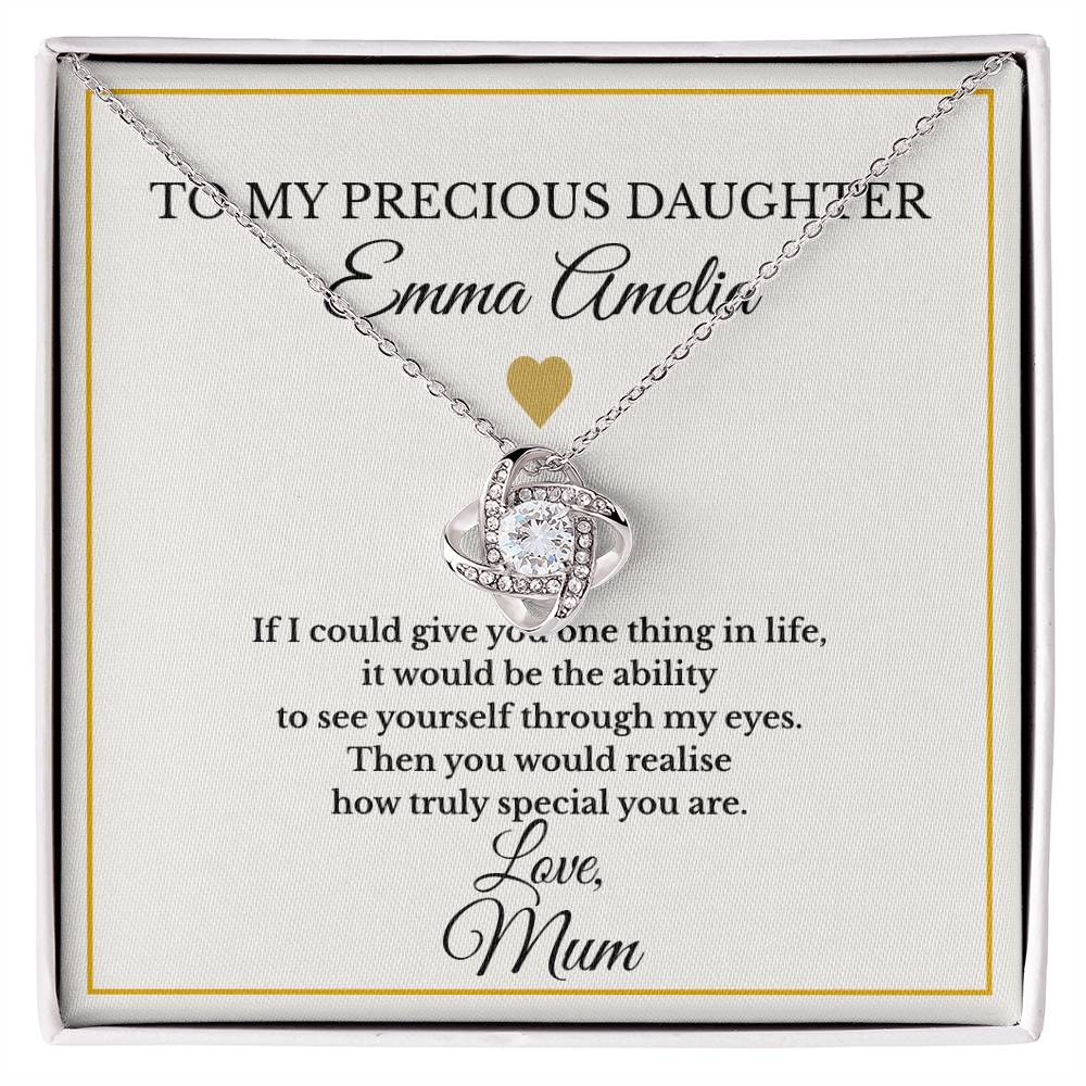 To My Precious Daughter – Personalised Love Knot Necklace from Mum