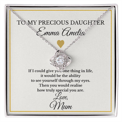 To My Precious Daughter – Personalised Love Knot Necklace from Mum