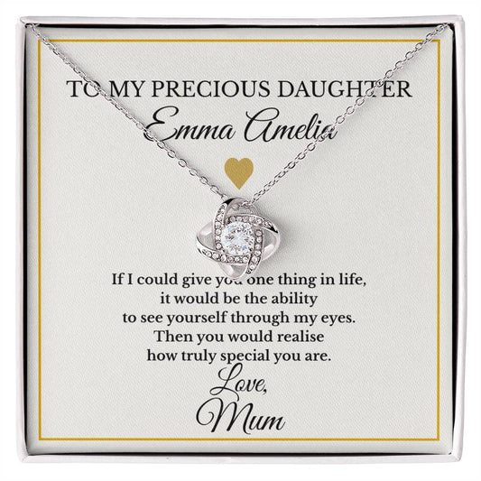 Personalised Love Knot Necklace for Daughter – Gift from Mum UK