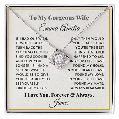 Personalised Love Knot Necklace for Wife – Gift from Husband (Custom Name)