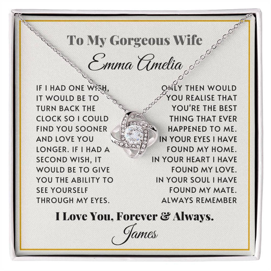 Personalised Love Knot Necklace for Wife – Gift from Husband (Custom Name)