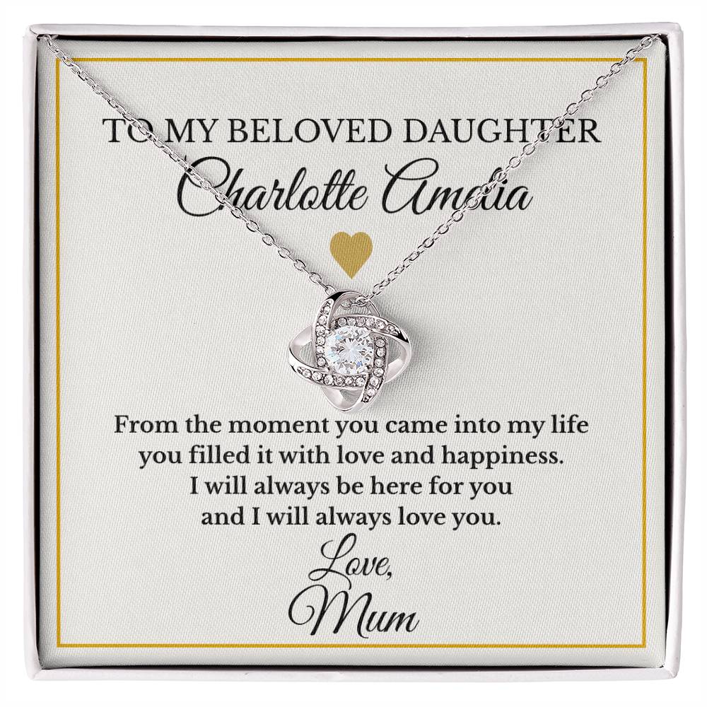 Personalised Love Knot Necklace for Daughter – Gift from Mum UK