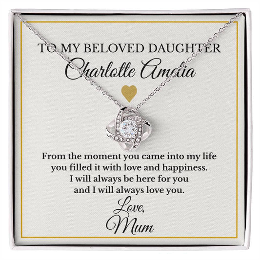 Personalised Love Knot Necklace for Daughter – Gift from Mum UK