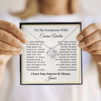 Personalised Love Knot Necklace for Wife – Gift from Husband (Custom Name)