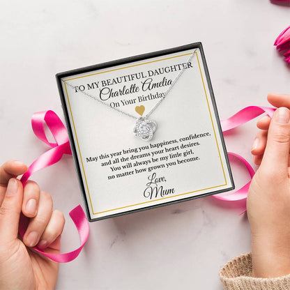 Personalised Love Knot Necklace for Daughter -  Birthday Gift from Mum UK