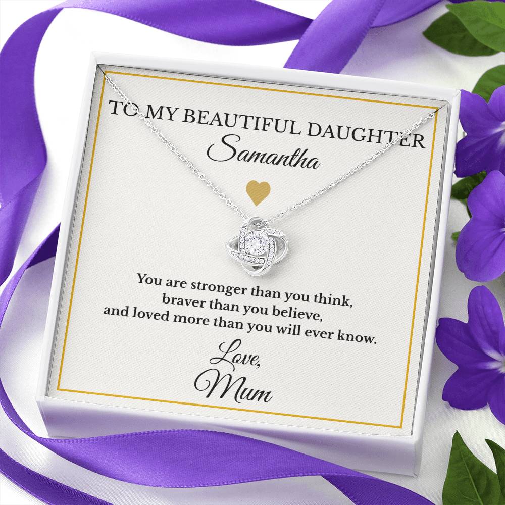 Personalised Love Knot Necklace for Daughter – Gift from Mum UK
