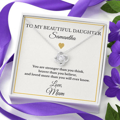 Personalised Love Knot Necklace for Daughter – Gift from Mum UK
