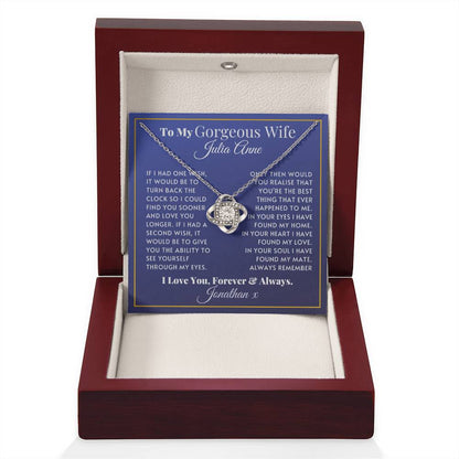 Personalised Love Knot Necklace for Wife – Gift from Husband (Custom Name)