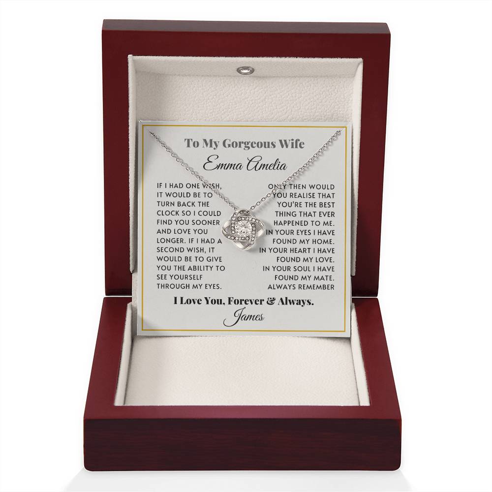 Personalised Love Knot Necklace for Wife – Gift from Husband (Custom Name)