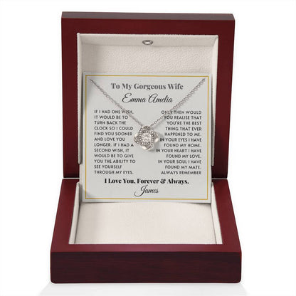 Personalised Love Knot Necklace for Wife – Gift from Husband (Custom Name)