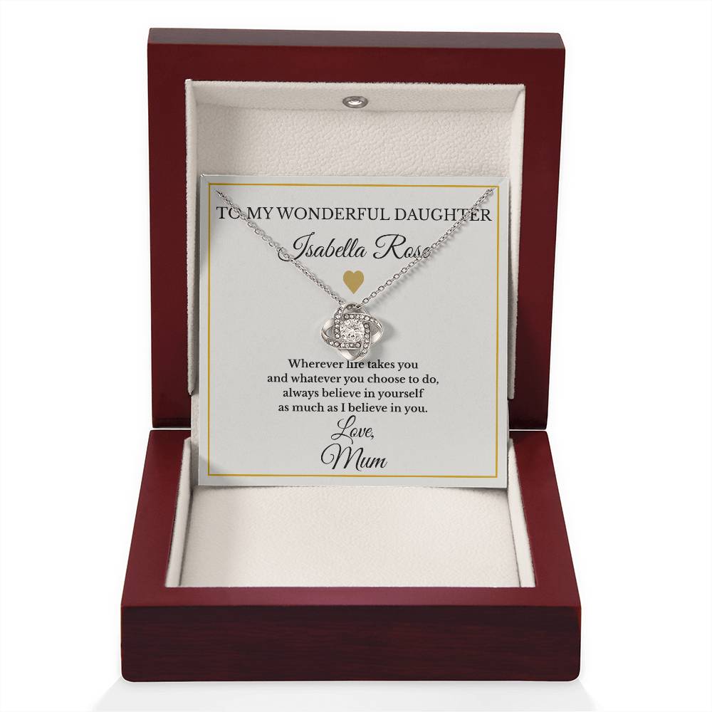 Personalised Love Knot Necklace for Daughter – Gift from Mum UK