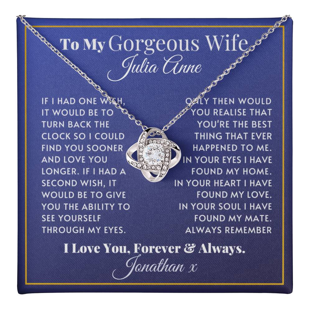 Personalised Love Knot Necklace for Wife – Gift from Husband (Custom Name)