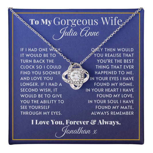 Personalised Love Knot Necklace for Wife – Gift from Husband (Custom Name)