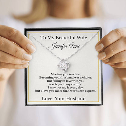 Personalised Love Knot Necklace for Wife – Gift from Husband UK