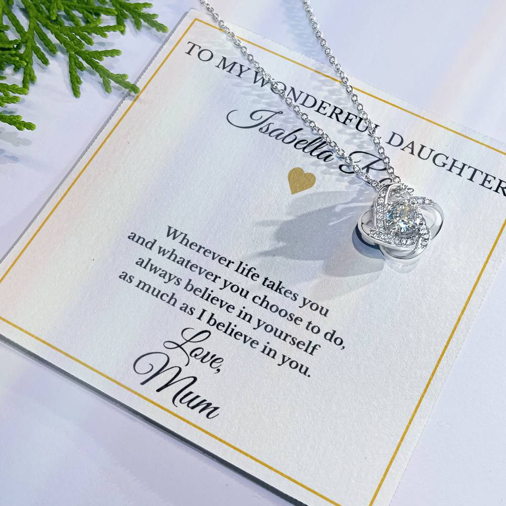 Personalised Love Knot Necklace for Daughter – Gift from Mum UK