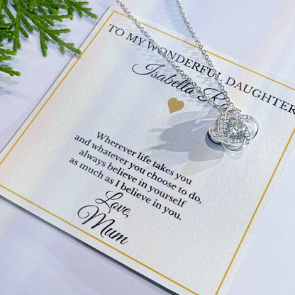 Personalised Love Knot Necklace for Daughter – Gift from Mum UK