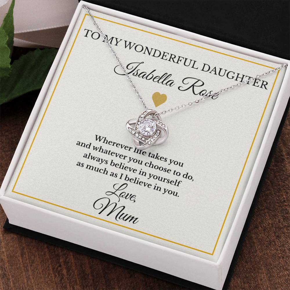 Personalised Love Knot Necklace for Daughter – Gift from Mum UK