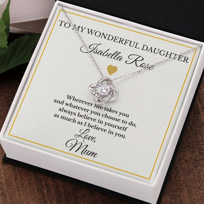 Personalised Love Knot Necklace for Daughter – Gift from Mum UK